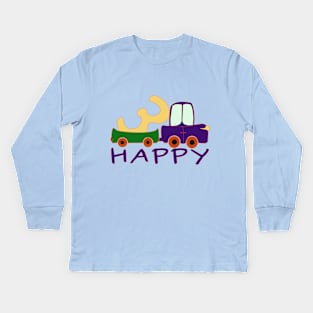 Happy three is just coming Kids Long Sleeve T-Shirt